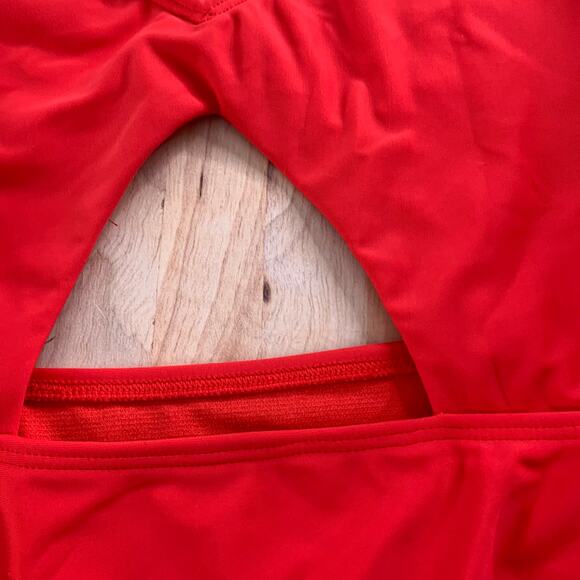 Express Red Cutout Front One Piece Swimsuit - Picture 5 of 8